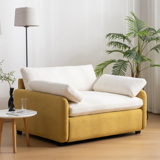 [Video]50*43' Oversized Chenille Single Sofa Chair,Wide and Deep Seat Accent Chair,Modern Upholstered Comfy Armchair,Color Blocking Couch Lounge with Pillows for Living Room,Apartment,Bedroom,3 Colors  N723P235042L