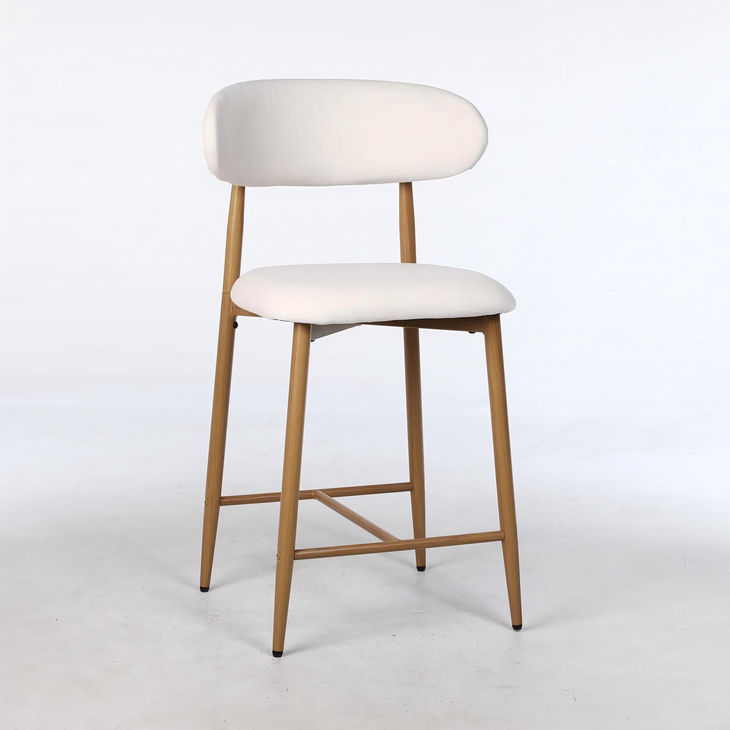 Modern Beige Upholstered Counter Height Bar Stools Set of 2 with Metal Legs for Kitchen Island, Dining Room - Mid Century Style   W3916P426287