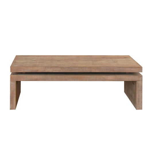 Modern Rustic Wood Coffee Table – Rectangular Living Room Center Table with Floating Top Design 47.6' L * 23.6' W * 16.3' H  W2729P198991
