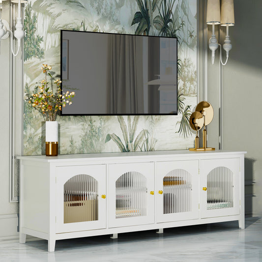 71-inch stylishTVcabinet,Entertainment CenterTV stand,TVConsoleTable,Media Console,solidwood frame,Changhong glass door,Metal handle,antique white,for the children's room,bedroom Living Room  W679P144771