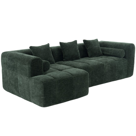 Modern Modular Sectional Sofa with Deep Seating, Green Chenille Fabric, 101.2' N719S001890F