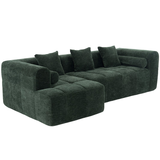 Modern Modular Sectional Sofa with Deep Seating, Green Chenille Fabric, 101.2' N719S001890F