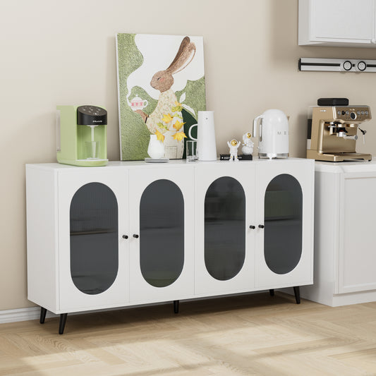Buffet Cabinet with Storage, 60'' Storage Cabinet with 4 Acrylic Doors, Accent Cabinet, Sideboard Cabinet for Hallway, Entry, Living Room, White W578P186748