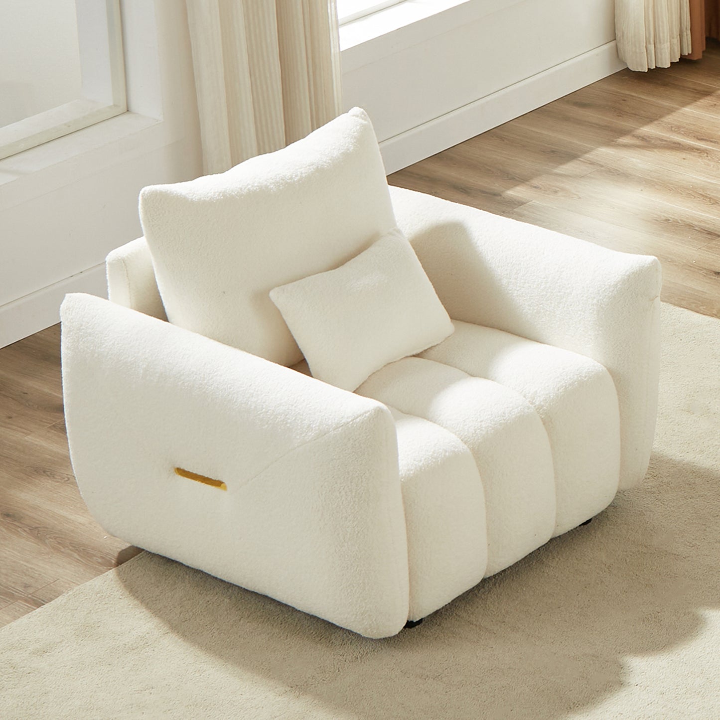 MH35.24''Teddy Fabric Sofa, Modern Lounge Chair, Upholstered with One Pillow for Apartment, Office, Living Room and Bedroom  W1193P422112