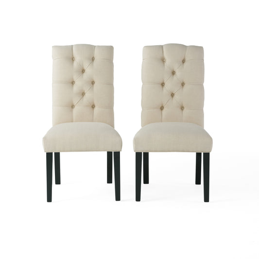 HARDING KD Tufted Dining Chair Set of 2 Natural Fabric Upholstery 21.25x24.50x42.00 Inches  54266.00NTL
