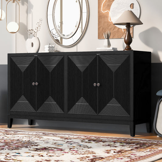 U_STYLE Sleek Storage Cabinet Sideboard Buffet with Vertical Line Design,Suitable for Study,Entrance and Living Room N711P205933B