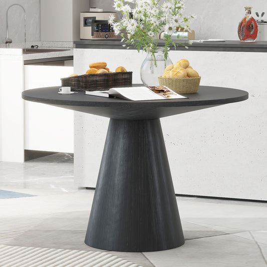 TREXM Retro Round Dining Table Minimalist Elegant Table for Living Room, Dining Room (Black)  XW000001AAB