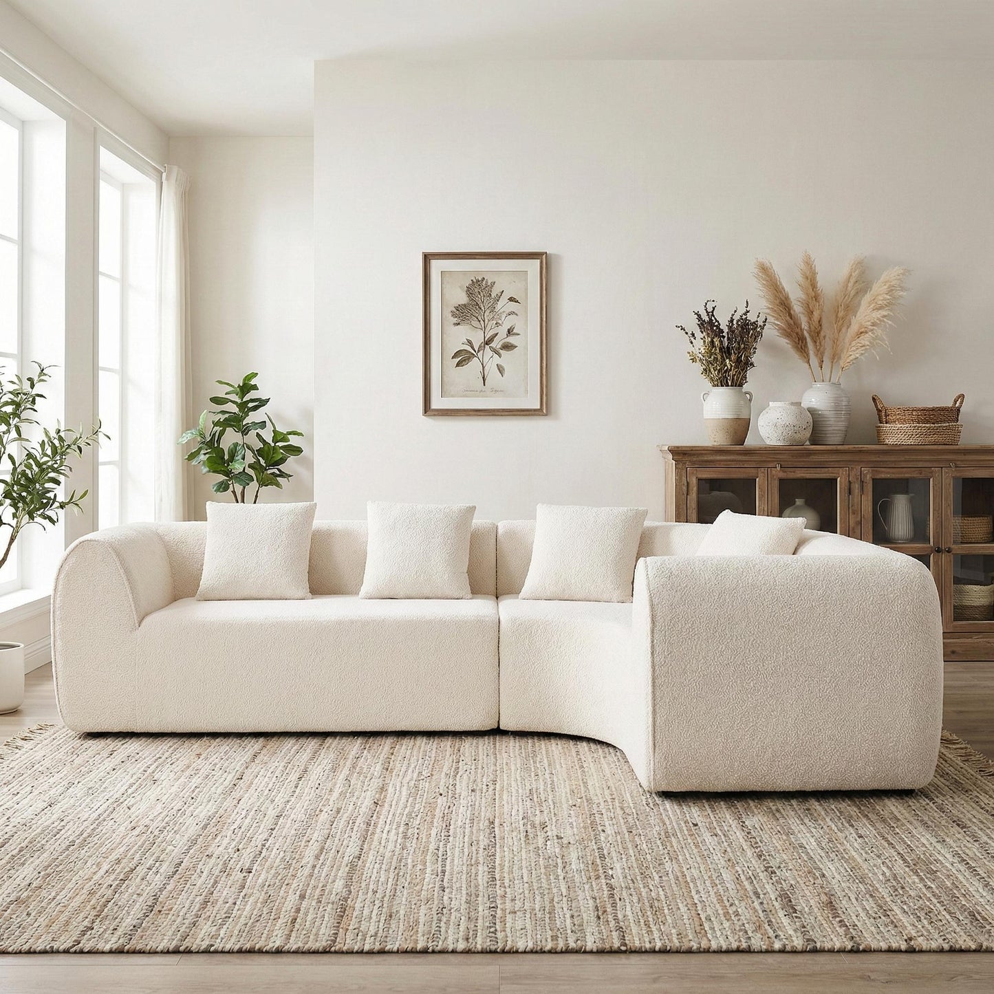110' Modern Curved L-Shaped Modular Sectional Sofa with High-Density Fully Compressed Sponge, 2-Piece Set, Fully Assembled Right Hand Facing, Perfect for Living Room, Lounge  N767P366011W