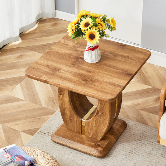 Modern Minimalist Wood Texture Sticker-Patterned MDF Square Coffee Table. Add a quiet and cozy atmosphere to your home.Wood color,MDF coffee table,wood-colored textured decal,side table. W1151P211299