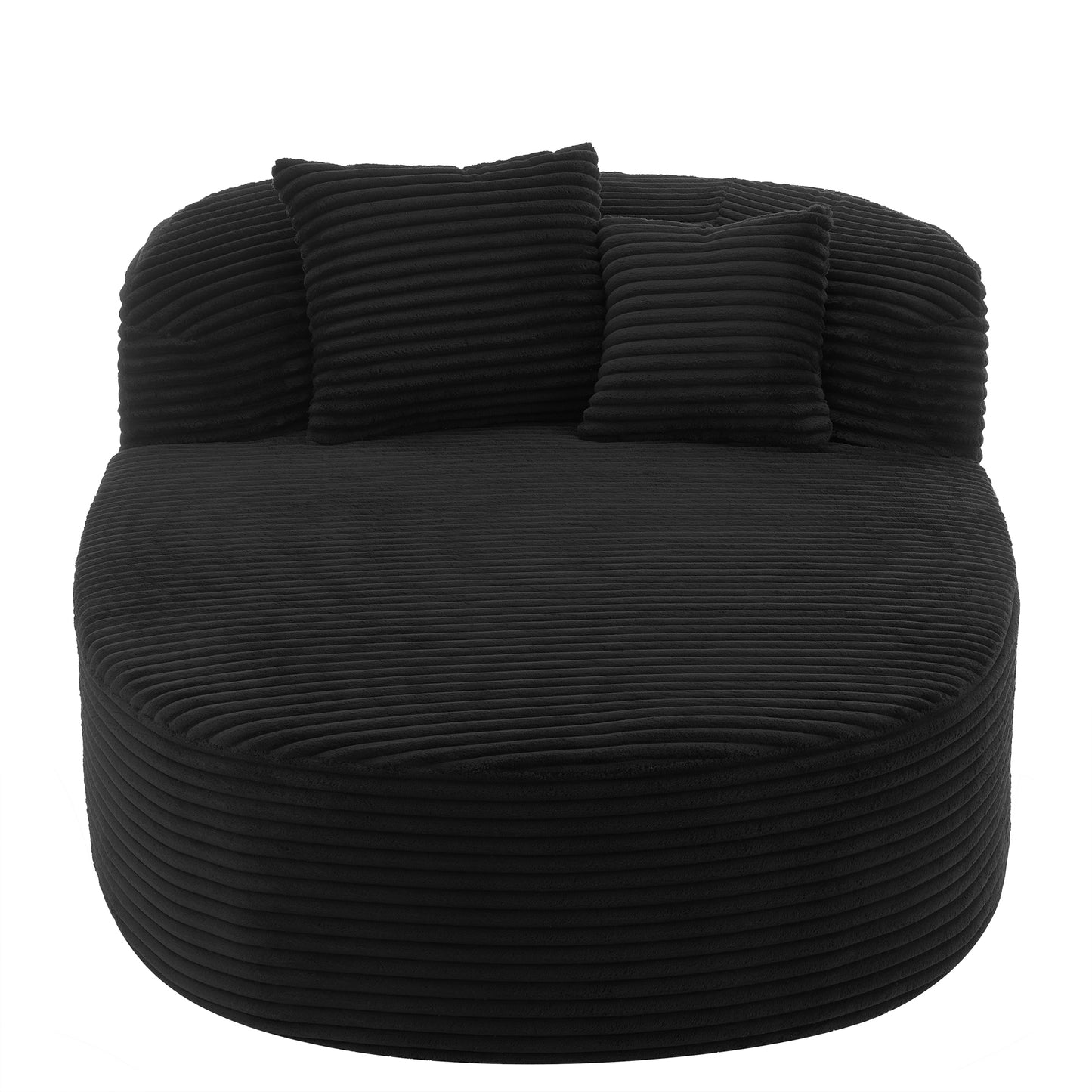 Modern Chaise Lounge Sofa Boneless Couch with Supportive Pillows, Black Corduroy, 51.6' Sofa Bed  N719P329129B