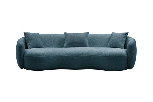 Modern Curved Sofa,  Boucle Fabric Couch for Bedroom, Office, Apartment Blue W876102840