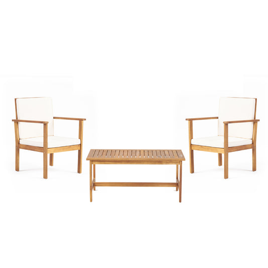 3-Piece Patio Set with Slatted Design, 2 Club Chairs and Coffee Table, Brown  56929.00SET