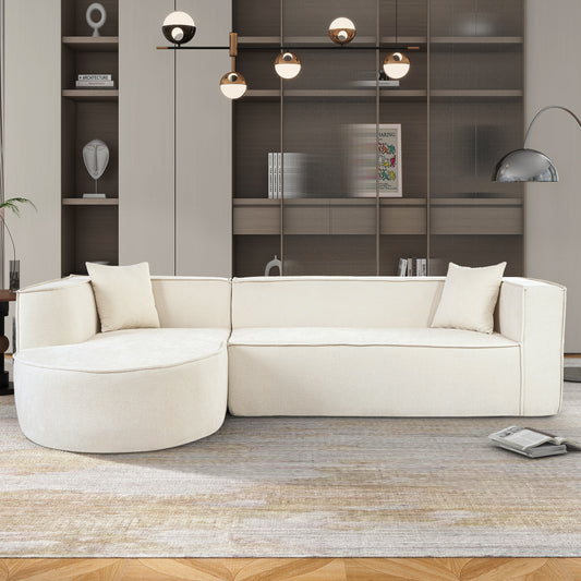 U_Style Modern Style Sectional Sofa,Sponge Sectional Sofa Couch,Modular L-Shape Sofa Couch with Elegant curved design and luxurious chenille fabric,two throw pillows,for Living Room, Study   WY000417AAA