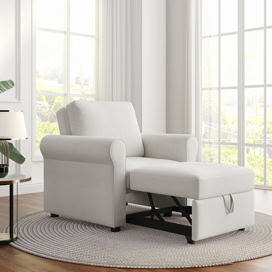 3-in-1 Sofa Bed Chair, Convertible Sleeper Chair Bed,Adjust Backrest Into a Sofa,Lounger Chair,Single Bed,Modern Chair Bed Sleeper for Adults,Cream  BS701P242990A