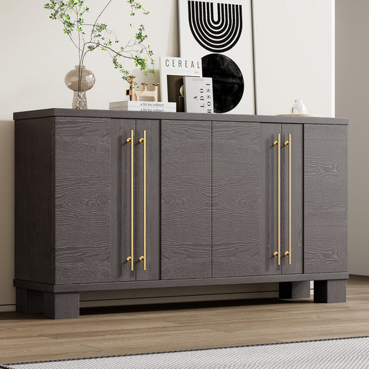 TREXM Sideboard Buffet Cabinet with Storage, Wood Sideboard with Adjustable Shelves and Gold Handles for Kitchen, Dining Room and Living Room (Taupe)  N715P232696N