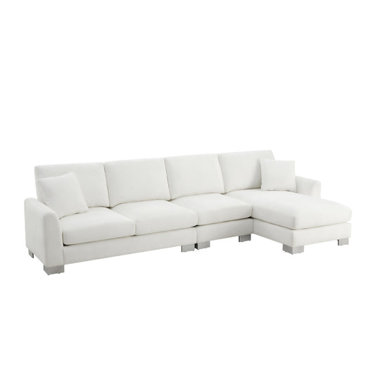 Modern Oversized L-Shaped Sectional Sofa with Chaise and Free Pillows, Chenille Upholstery, 119*55' GS006018AAA