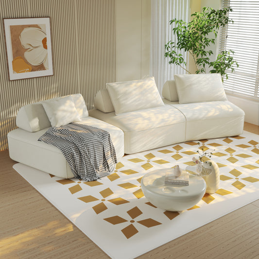 139' Modern Light Luxury Oversized Modular Sectional Sofa Set,DIY Upholstered Fluffy Chenille Sofa with Removable Backrests and Soft Pillows,Deep Seat Couch & Sofa Bed for Living Room, Office,Beige W3219S00001