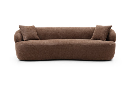 Borwn Mid Century Modern Curved Sofa, 3 Seat Cloud couch Boucle sofa Fabric Couch for Living Room, Bedroom, Office W87679952