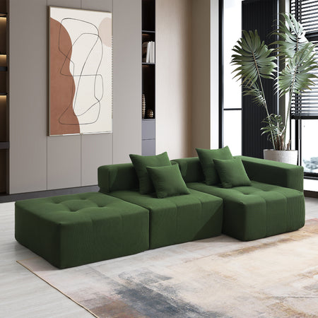 105.5''L Shaped Modular Sectional Sofa,Wide and Deep Seat,Minimalist Wrinkle-resistant Corduroy Couch,Full Compressed Cloud Couch for Living Room,3 PC Free Combination,No Assembly Required,3 Colors N723S1036F