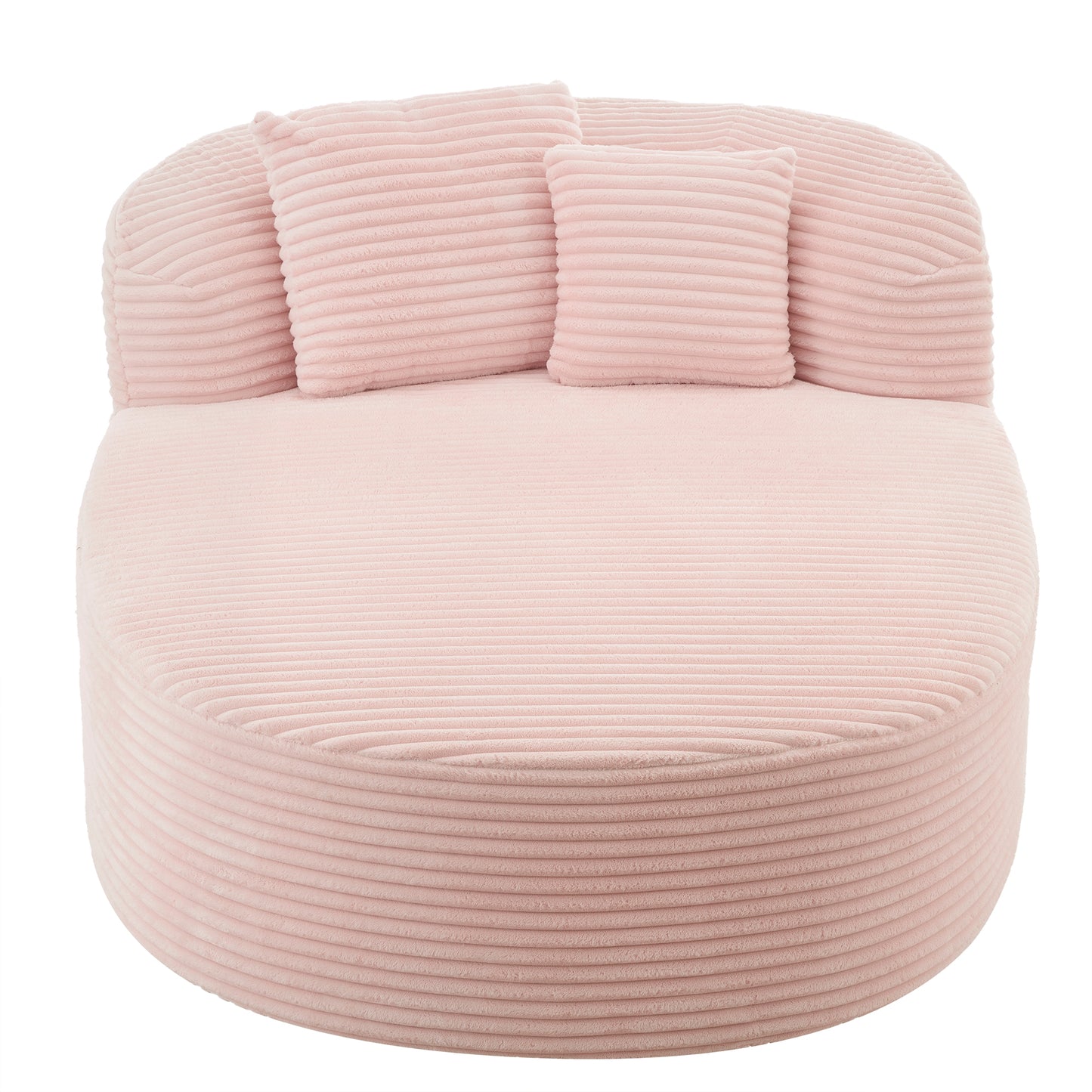 Modern Chaise Lounge Sofa Boneless Couch 51.6' Sofa Bed with Two Supportive Pillows, Pink Corduroy  N719P329129P
