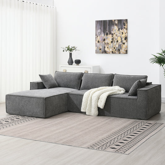 111.5*72' Minimalist Style Modular Sectional Sofa,Wrinkle-resistant Chenille Couch Set,L-Shaped Compressed Sofa for Living Room,2 PIC Free Combination,No Assembly Require,3 Colors  N723S9587G