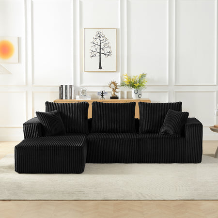 Modular Sectional Sofa, Modern Corduroy Cloud Couch with Deep Seat, Upholstered 4-Seater Sofa for Living Room, No Assembly Required W2339S00051