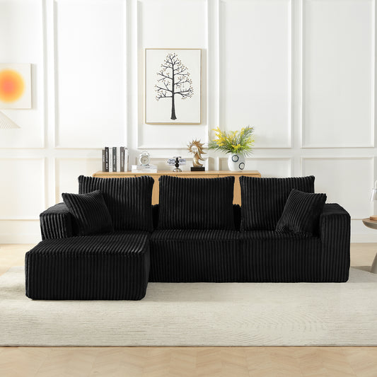 Modular Sectional Sofa, Modern Corduroy Cloud Couch with Deep Seat, Upholstered 4-Seater Sofa for Living Room, No Assembly Required W2339S00051