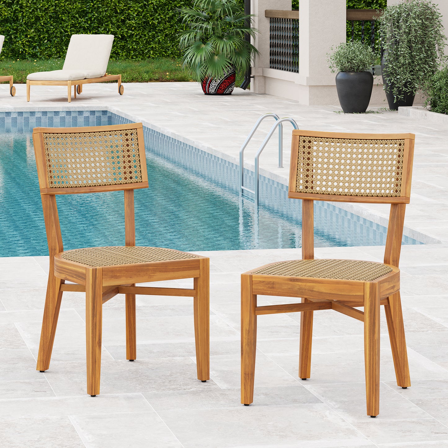 Netro Acacia Wood Dining Chair with Light Brown Wicker  N775P321708T