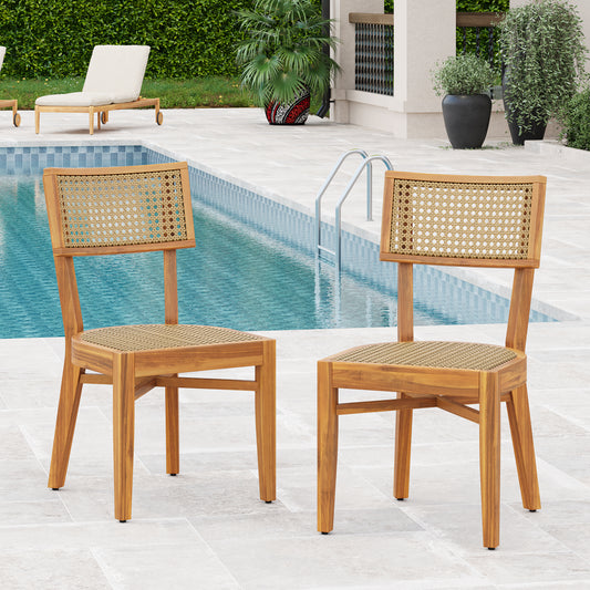 Netro Acacia Wood Dining Chair with Light Brown Wicker  N775P321708T