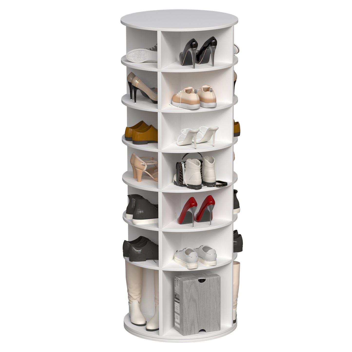 6-Tier Spinning Shoe Rack, Free Standing 360° Revolving Shoe Organizer,white  W2699P222574