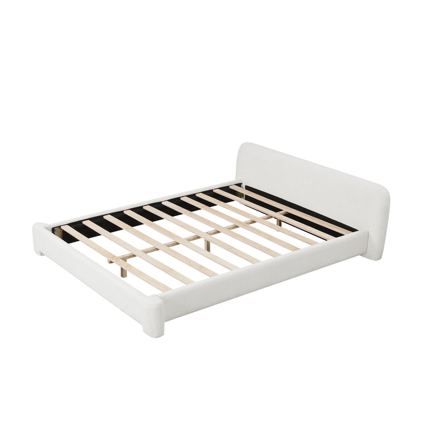 Cozy White Bouce Upholstered Bed - Dreamy Addition to Your Bedroom, Boucle Fabric, KING Size N769P241263K