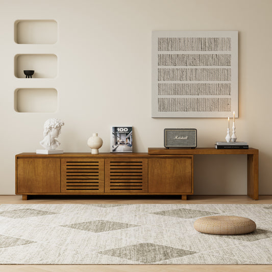 63' Mid-Century Modern Extendable TV Stand for TVs up to 75', Media Console TV Cabinet for Living Room, Farmhouse Entertainment Cabinet with Storage & Adjustable Panel W1801P163658