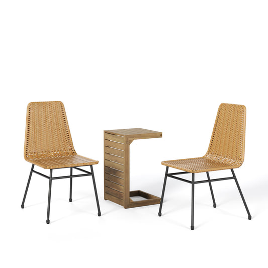 Light Brown Chair(2)+Dark Brown accent table N779P201261L_N779P192788B