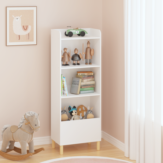Kids 4-Tier Bookcase, Children's Book Display, Bookshelf Toy Storage Cabinet Organizer for Children's Room, Playroom, Nursery   W808105247
